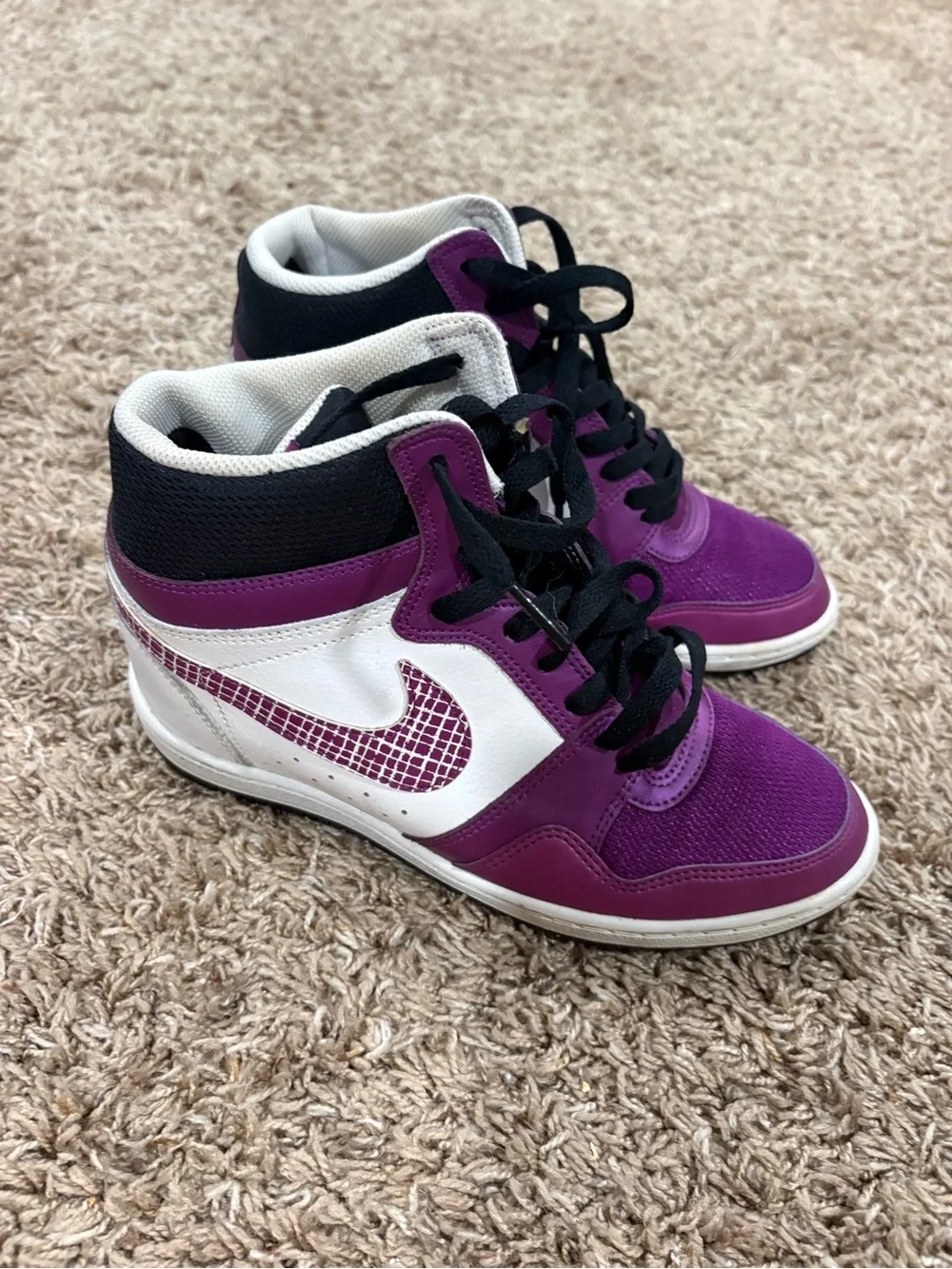 Women's Nike Force Sky High tops sneakers wedges Purple 8.5
